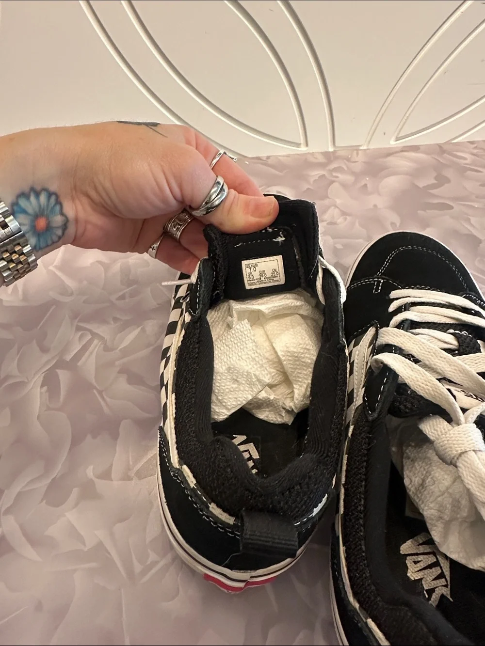Vans Kids Black & White Checkerboard Skate Sneakers